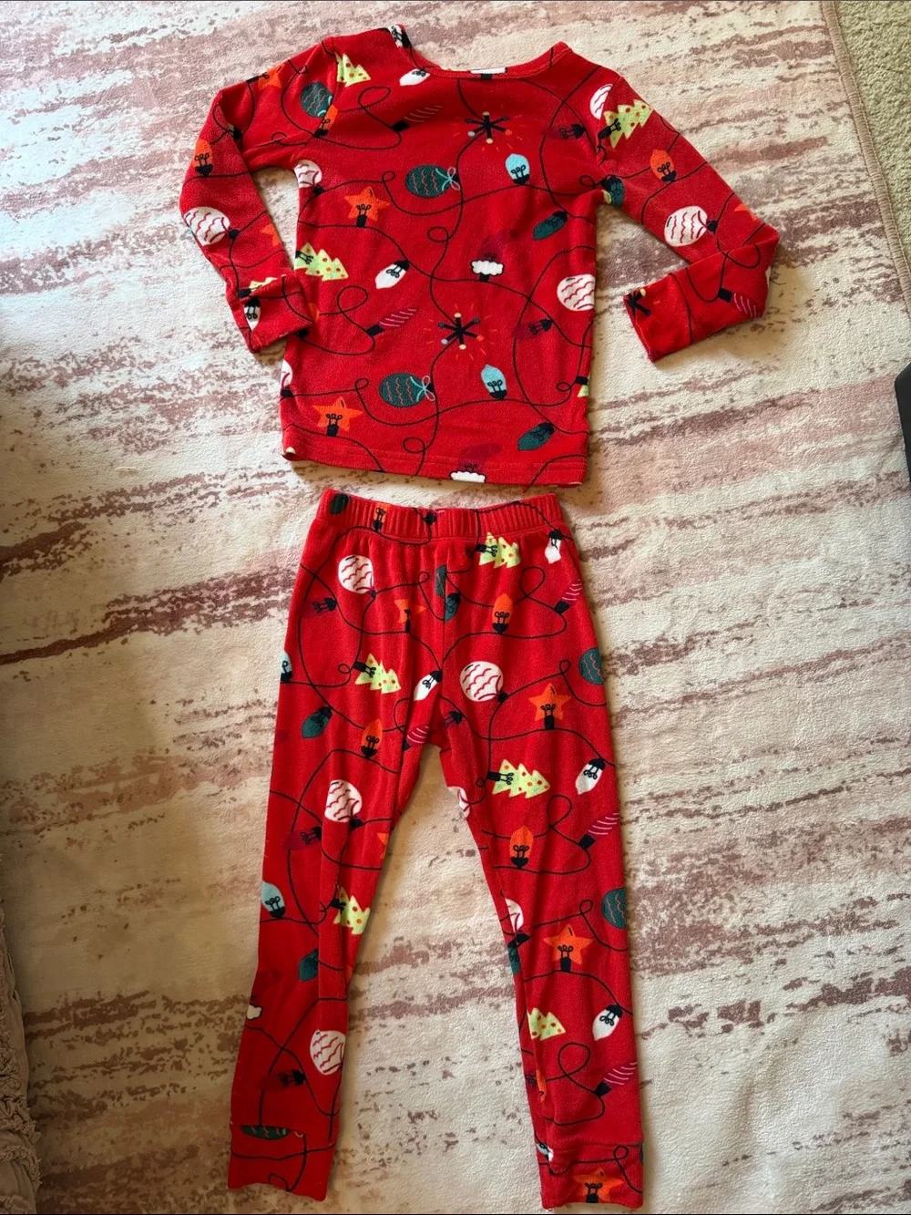 Cat & Jack Red Holiday Ornament & Tree Pajama Set